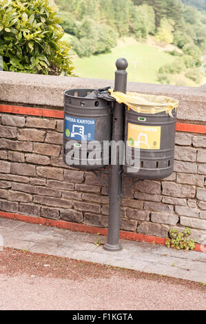 Waste separation and recycling bins in Basque Country. Spain. Stock Photo