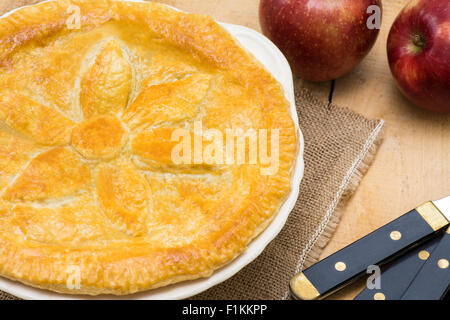 Fruit Pie with apples and puff pastry room for text Stock Photo