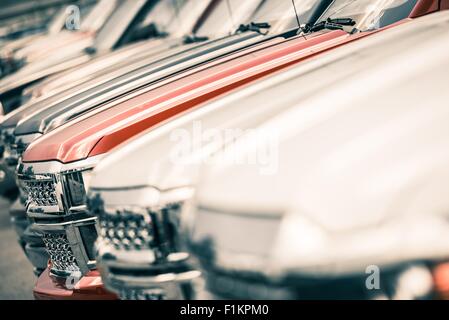 Brand New Cars Inventory For Sale. Cars Industry Concept. Stock Photo