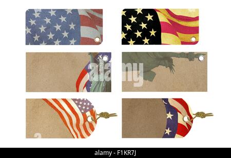 American Celebration Sale Tag.  Flag Day, Labor Day, 4th of July, Independence Day Celebration Sale Price Tags with American Fla Stock Photo
