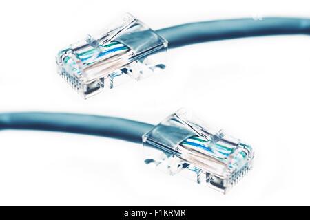Ethernet Cable Isolated on White Background. RJ45 Cable. Stock Photo