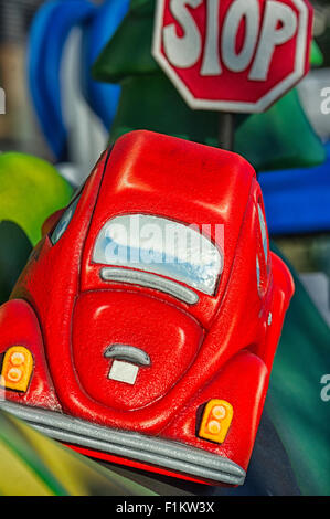 Fantasy toy car at a stop sign Stock Photo