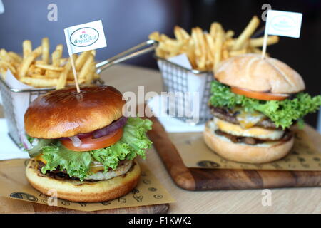 Create your own burger at McDonald's Australia Stock Photo