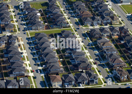 New housing development, Flat Bush, Auckland, North Island, New Zealand - aerial Stock Photo