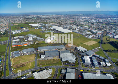 Industrial Area, East Tamaki, Auckland, North Island, New Zealand - aerial Stock Photo