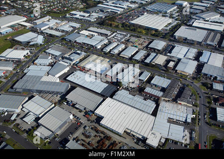 Industrial Area, East Tamaki, Auckland, North Island, New Zealand - aerial Stock Photo