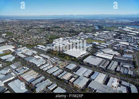 Industrial Area, East Tamaki, Auckland, North Island, New Zealand - aerial Stock Photo