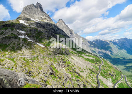 Serpentine mountain road in Rauma Municipality, Norway Stock Photo