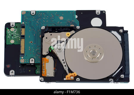 Repair of modern laptop  and descktop computers mini  hard drives ( HDD)  concept. Isolated with patches. Stock Photo
