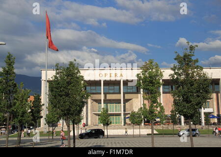 National Theatre of Opera and Ballet, Palace of Culture, Skanderbeg Square, Tirana, Albania, Balkans, Europe Stock Photo