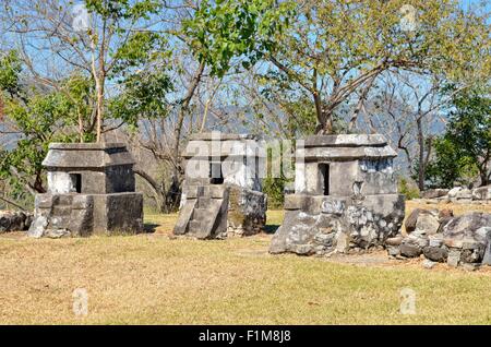 Totonac graves, pre-Columbian cemetery excavation site, Quiahuiztlan at Villa Rica below Cerro de los Metates, State of Veracruz Stock Photo