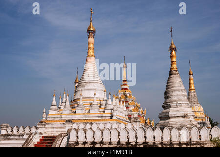 Stupas of the Maha Aung Mye Bonzan monastery, Inwa, Mandalay region, Myanmar Stock Photo