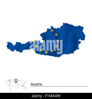Map of Austria with European Union flag - vector illustration Stock Vector