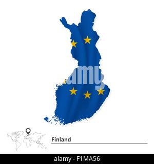 Map of Finland with European Union flag - vector illustration Stock Vector