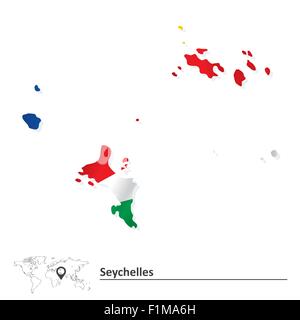 Map of Seychelles with flag - vector illustration Stock Vector