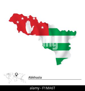 Map of Abkhazia with flag - vector illustration Stock Vector