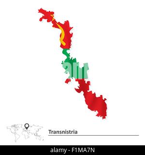 Map of Transnistria with flag - vector illustration Stock Vector