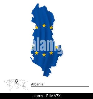 Map of Albania with European Union flag - vector illustration Stock Vector