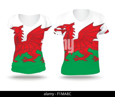 Flag shirt design of Wales - vector illustration Stock Vector
