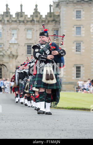 Massed Pipe bands at Floors castle. Kelso, Scotland Stock Photo