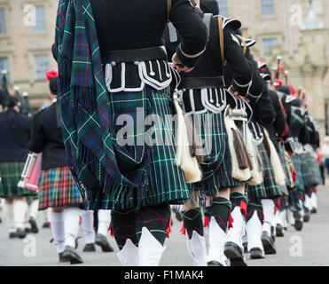 Massed Pipe bands at Floors castle. Kelso, Scotland Stock Photo