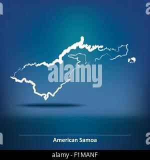 Doodle Map of American Samoa - vector illustration Stock Vector