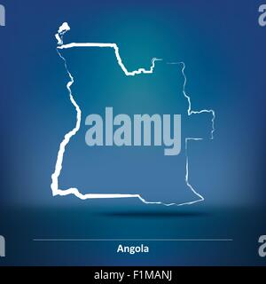Doodle Map of Angola - vector illustration Stock Vector