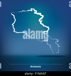 Doodle Map of Armenia - vector illustration Stock Vector