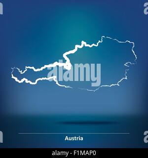 Doodle Map of Austria - vector illustration Stock Vector