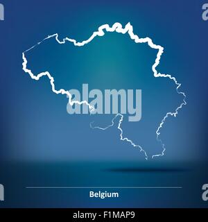 Doodle Map of Belgium - vector illustration Stock Vector