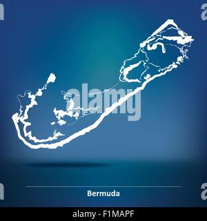Doodle Map of Bermuda - vector illustration Stock Vector