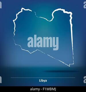 Doodle Map of Libya - vector illustration Stock Vector