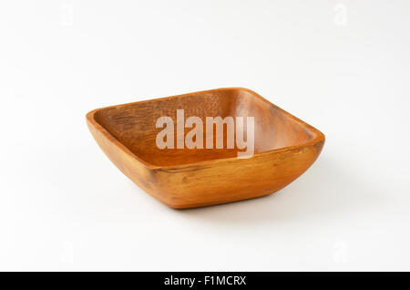 wooden square bowl on white background Stock Photo