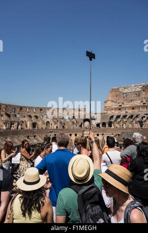 Rome. Italy. Crowds of tourists inside the Roman Colosseum. Stock Photo