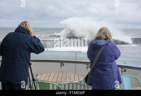 Seaham, County Durham, UK. 04th Sep, 2015. Weather: Wave watching from ...