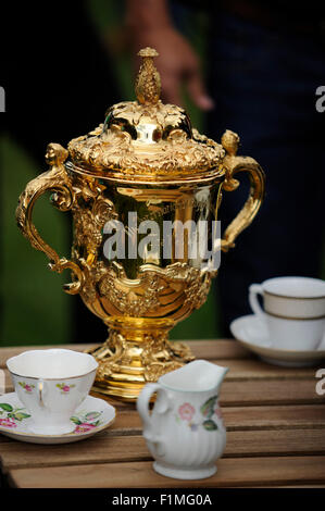 Stamford, UK. 04th Sep, 2015. The Land Rover Burghley Horse Trials. The Webb Ellis Cup on its tour ahead of the 2015 Rugby World Cup at the 2015 Land Rover Burghley Horse Trials. The Land Rover Burghley Horse Trials take place 3rd - 6th September. Credit:  Jonathan Clarke/Alamy Live News Stock Photo