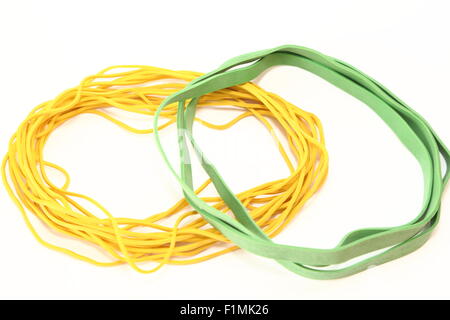 Several rubber bands isolated on white background Stock Photo