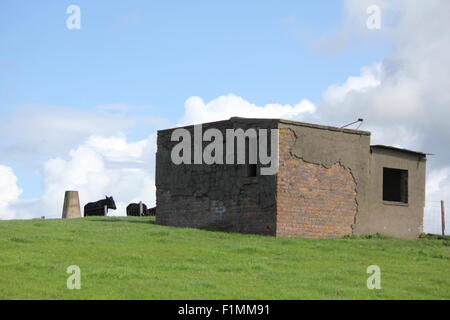 An old WW2 observation post and theodolite mount situated above constitution hill Aberystwyth ceredigion Wales UK Stock Photo