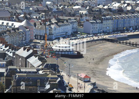 Aberystwyth seafront showing the new bandstand under construction during a hot summers day Stock Photo