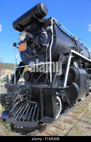 Canada, Alberta, Jasper Town, steam locomotive, Canadian National Railways, Stock Photo