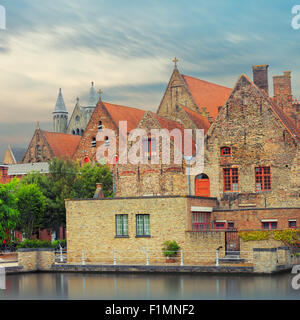 Bruges houses and canals Stock Photo