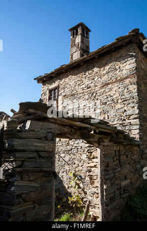 A small poor house, Bashevo village, Ardino Municipality, Bulgaria, Rhodopi mountains Stock Photo