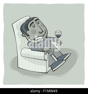 Vector cartoon grandfather sitting in a armchair Stock Vector Art ...