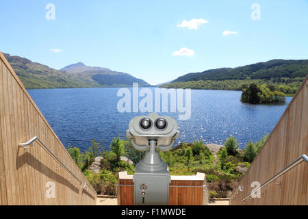 The view from 'An Ceann Mor' viewing platform at Inveruglas, out over Loch Lomond, Scotland Stock Photo