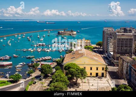 View of Baia de Todos os Santos (Bay of All Saints) in Salvador, Bahia, Brazil. Stock Photo