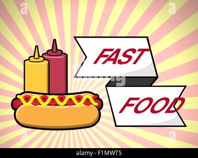 Hot dog fast food over vector illustration Stock Vector