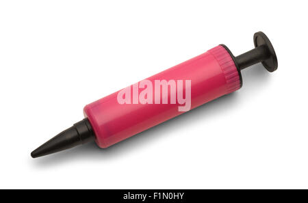 Red Balloon Pump Isolated on White Background. Stock Photo