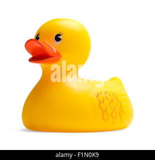 Yellow Rubber Duck Toy Isolated on White Background Stock Photo - Alamy