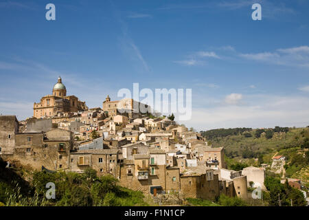 A cityscape of the town of Piazza Armerina in the Enna province of Sicily in Italy Stock Photo