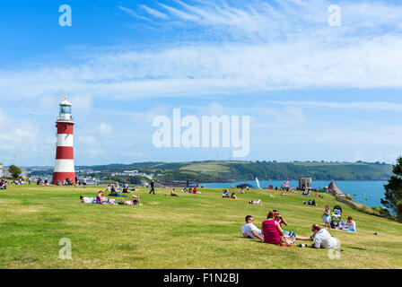 Smeaton's Tower on the Hoe, Plymouth, Devon, England, UK Stock Photo